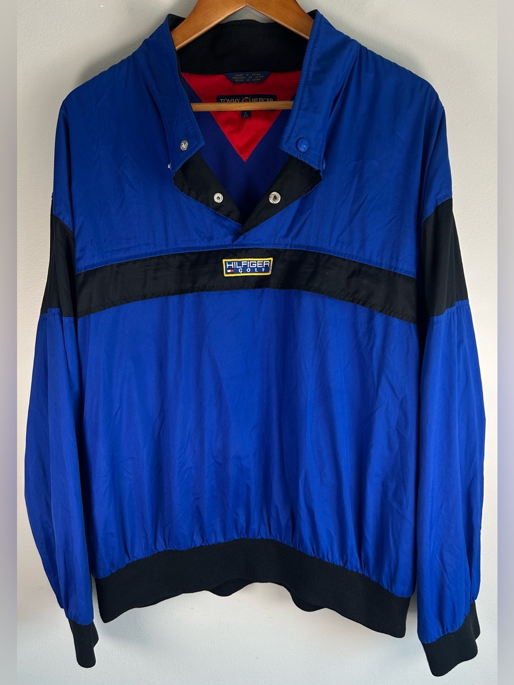 Tommy Hilfiger Golf Men’s Windbreaker Jacket Size L Blue Colorblock Vintage Y2K